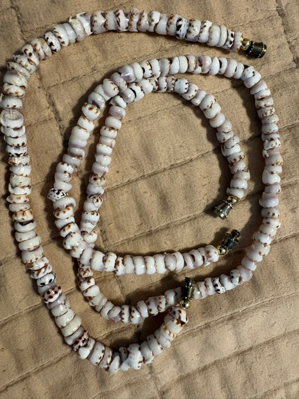#87 - SPRING CLEANING: Natural White and Brown Shell Bead Necklace  & Bracelet